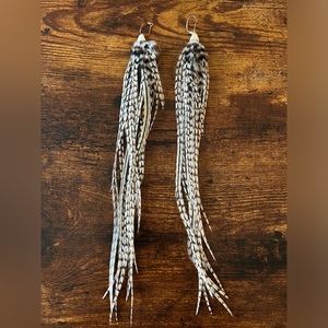 Extra long feather earrings quality hand wrapped boho hippy
